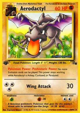 aereodactyl carta pokemon tcg set original fossil 