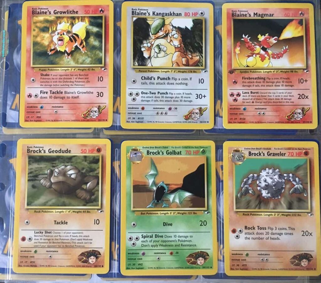 cartas principales de set original pokemon gym heroes