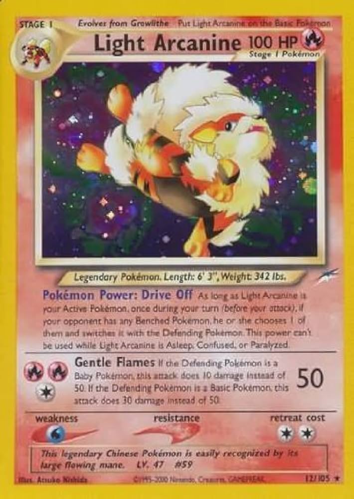 carta light arcanine holográfica 